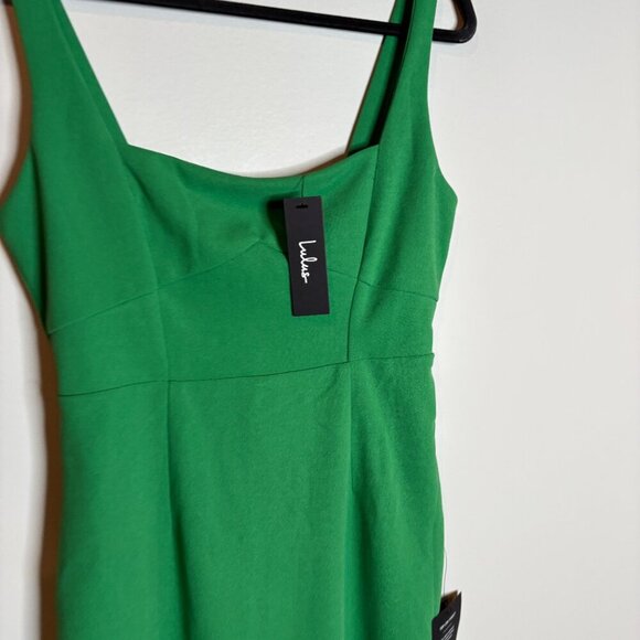NWT Lulus Vibrant Allure Green Square Neck Sleeveless Bodycon Midi Dress - Picture 3 of 6